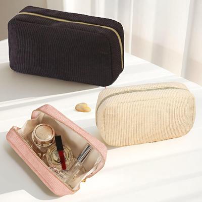 Vielseitige Cord-Clutch mit großer Kapazität für Make-up & Toilettenartikel