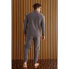 Gray Front Zipper Long Sleeve Fleece Men's Pajama Set