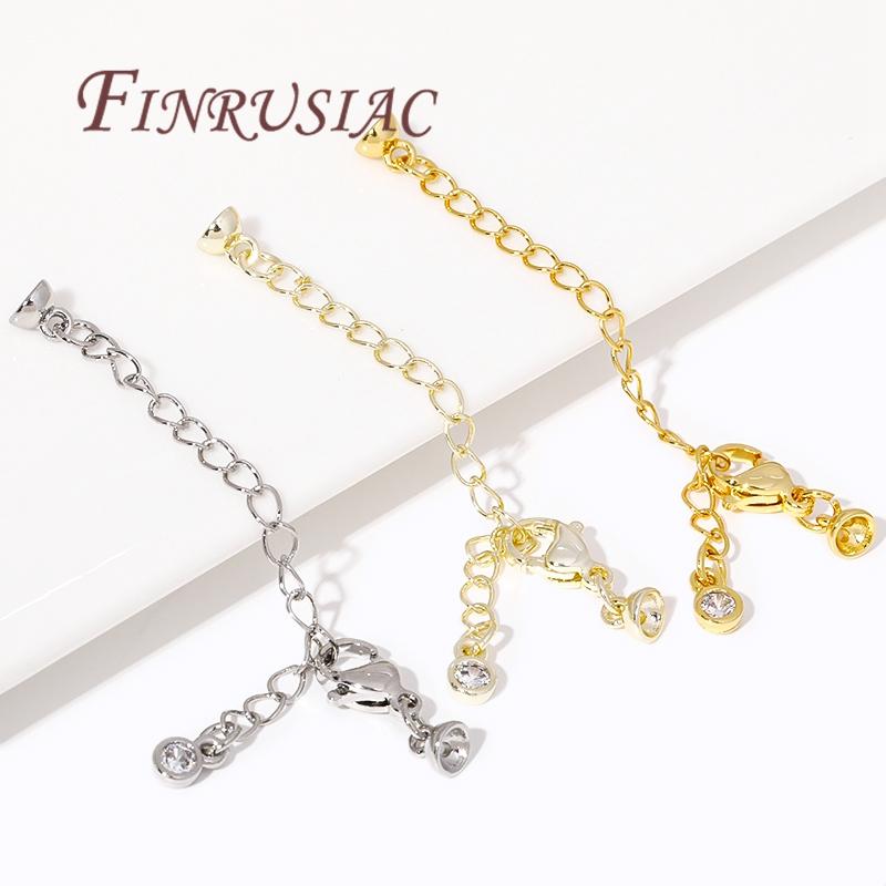 2/4/6Pcs 18K Gold Plated Extension Extended Tail Chains with Lobster Clasps End Caps Findings For DIY Jewelry Making Supplies