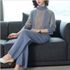 Mom's Casual Knit Wide-Leg Pants Set - Plus Size Autumn/Winter Sweater for Women