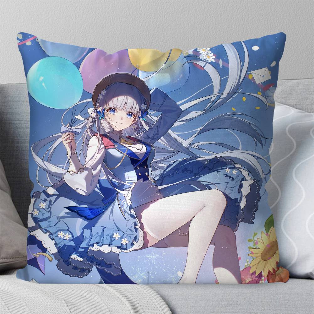 Kamisato Ayaka Anime Spiel Genshin Impact Kissenbezug Mode Quadratischer Kissenbezug Schlafzimmer Sofa Raum Ins Dekoration Freizeit