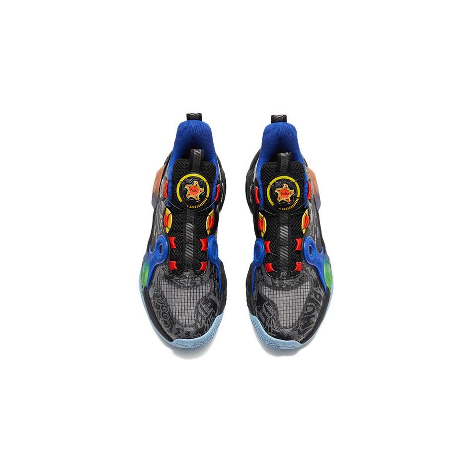 Anta Kids Asymmetric 2 Comfortable Daily Non-Slip Wear-Resistant Mid-Top Basketball Shoes Kids Basketball Shoes Black Gray Orange 312321102-4