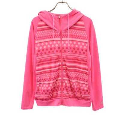 Adidas Punktmuster Langarm Zip-Hoodie L rosa Damen Gebraucht