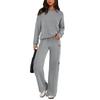 Women's 2 Piece Short Sleeve Sweatshirt Pants Set With Pockets Casual Sportswear