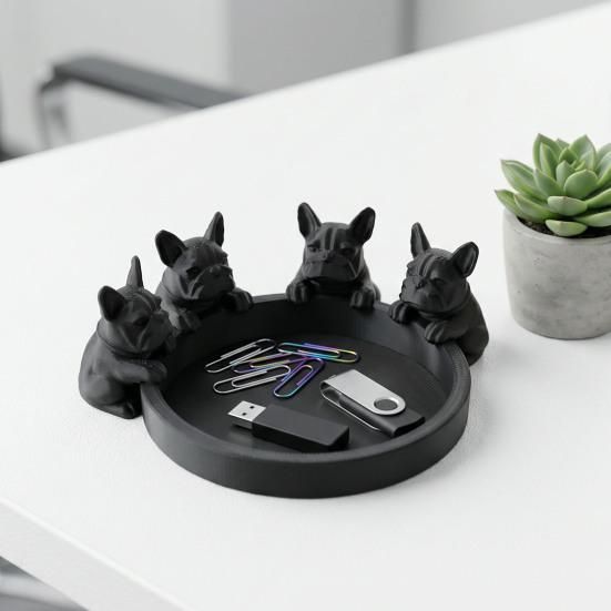 3D Printed Dog Figurine Cute Animal Statue Creative Art Ornament for Bookshelf Mantel Stylish Jewelry Organizer