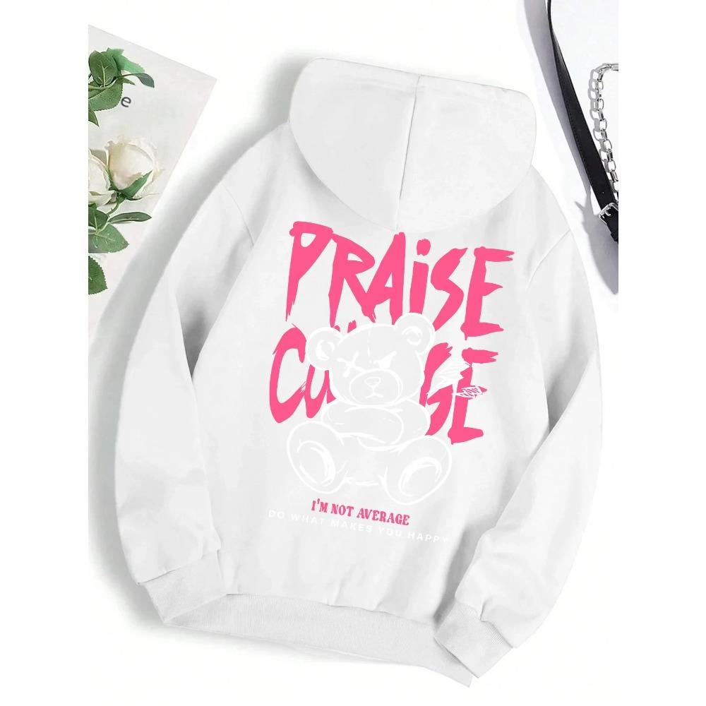 Cool Bear Cartoon Print Women's Fashionable Warm Street Style Personalized Autumn New Style Sweater Women's Fleece Jacket