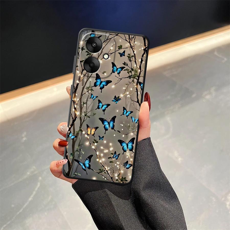 Black Soft Phone Cover Case for Xiaomi Redmi A1 A2 Plus 10 9 14C 13C A3 A4 12C K40 K80 Pro A5 Cartoon Butterfly Pattern