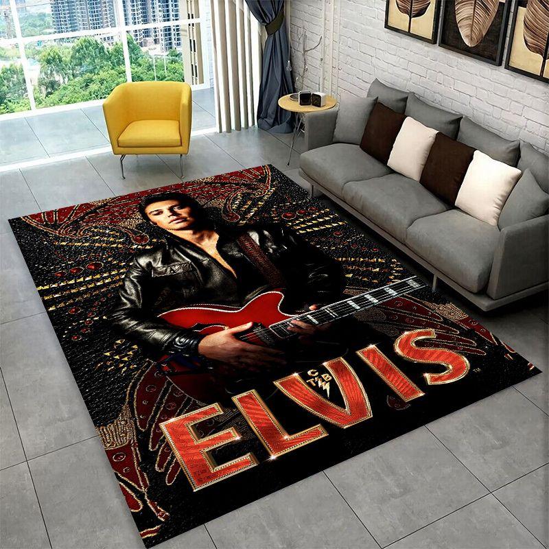 Tappeto Antiscivolo Retrò The King E-Elvis Presley per Soggiorno, Camera da Letto, Sala Giochi, Tappeto Morbido Pavimento Tappeto Decorazione Casa Stanza