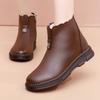 Winter Women Genuine Leather Flats Casual Ankle Boots Women's Thick Plush Warm Snow Boots Mother Waterproof Non-slip Booties