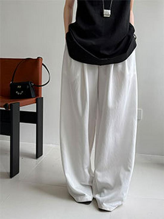 Lu Xi Japanese Retro Linen Striped Wide-Leg Pants - Spring 2026