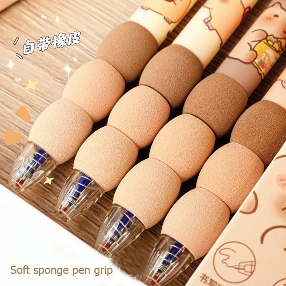 4PCS Aesthetic Capybara Erasable Pen Cartoon 0.5mm Gel Pen Cute Writing Pen Office Supply