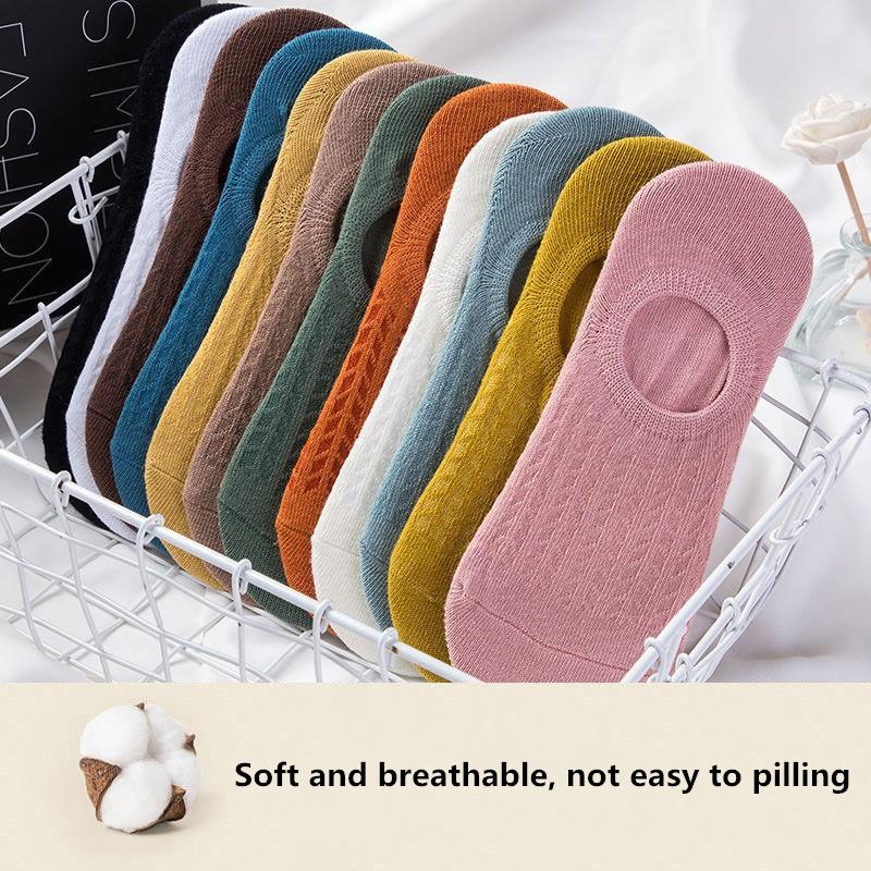 5pair /Lot Women's Silicone Non-slip Invisible Socks Lady Summer Solid Color Ankle Boat Socks Female Soft Cotton Sock Breathable