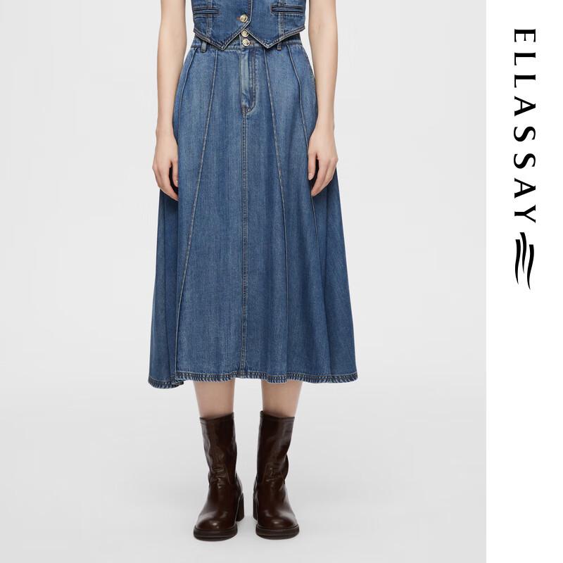 ELLASSAY Lyocell A-Line Midi Skirt L