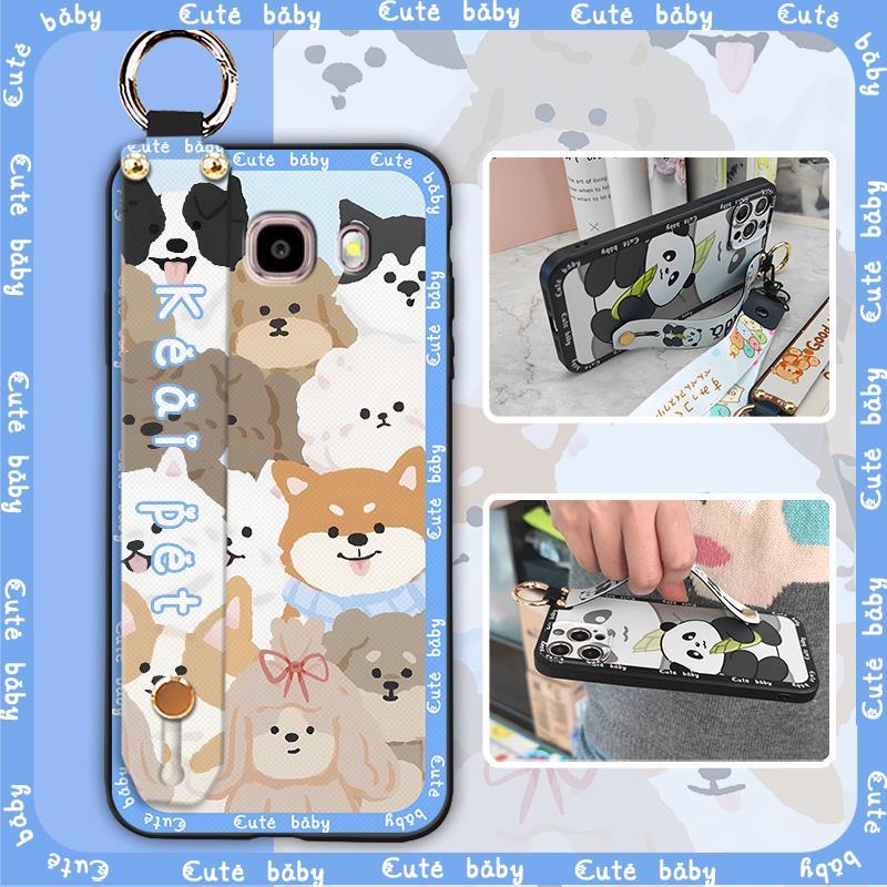 Anti-dust Wrist Strap Phone Case For Samsung Galaxy J510/J5 2016/J5108 Fashion Design Kickstand Silicone Cute Anti-knock