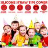 24Pcs Silicone Straw Tip Cover Dust-Proof Drinking Straw Reusable Drinking Straw Cap Cover for 8mm Multicolor Silicone Straw Cap