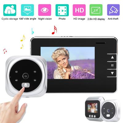 Big Screen 2.8 Inch HD LCD Color Screen Home Smart Doorbell, Wireless Video Doorbell Night Vision LED Indicator Security Camera Electronic Door Viewer