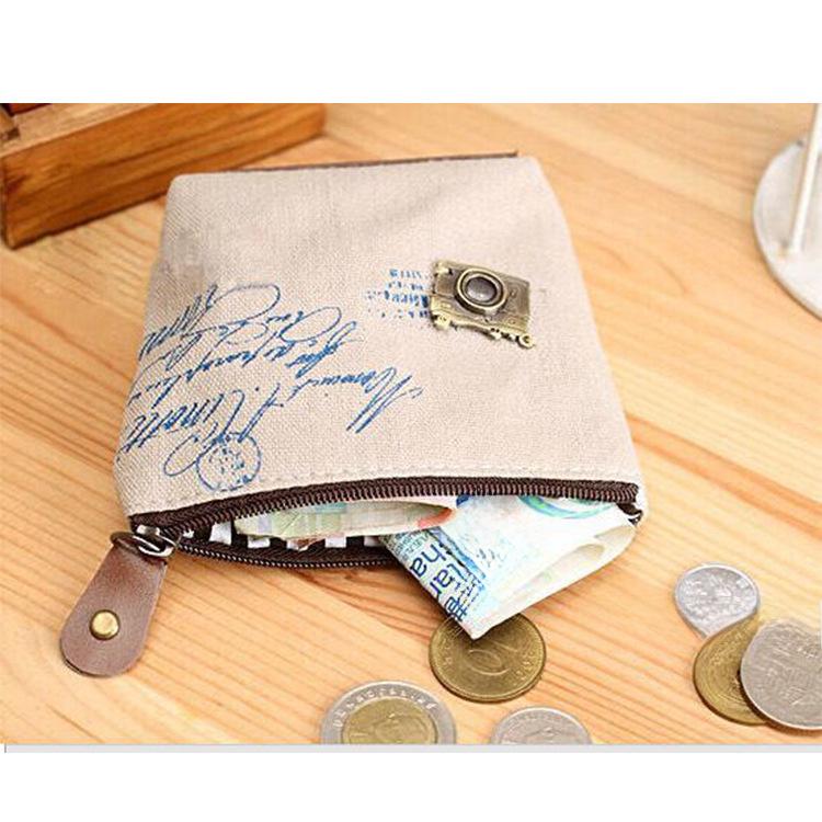 Retro Zakka Classic Canvas Coin Purse: High-Quality, Simple Design with Zipper & Customizable Logo Option
