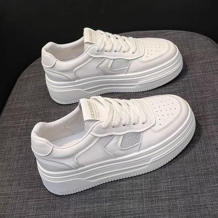 Little White Shoes Women's Life Thick-soled Versatile Spring and Autumn Muffin 2025 Summer Mesh Breathable New Casual Sports Board Shoes