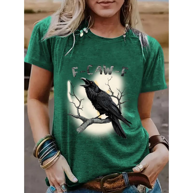 Women's Eagle Print Fashionable Loose Casual Short-sleeved Round-neck T-shirt