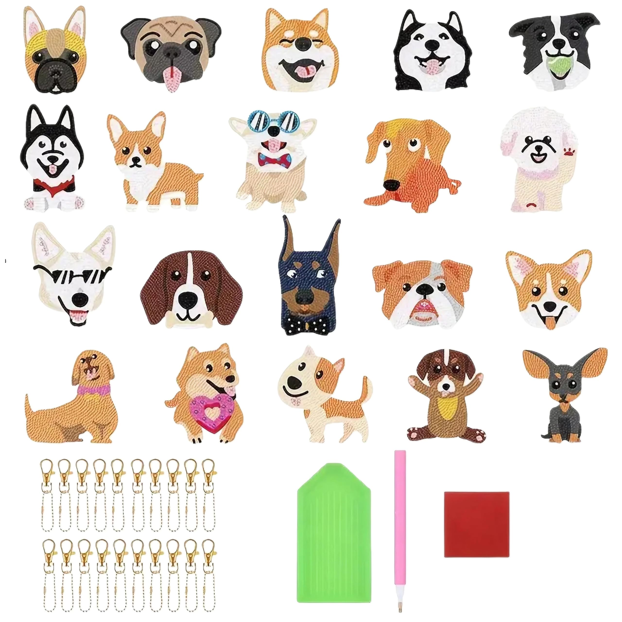 

Набор брелоков для бисероплетения алмазной мозаикой East Leaf, DIY для начинающих, набор из 20 штук, дизайн 5D «Собака»