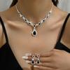 Premium Crystal Jewelry Necklace Earring Set Fashionable Dangle Earrings Pendant Necklace  Women