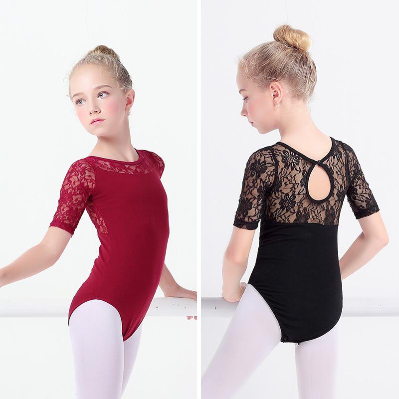 Girls Velvet Dance Leotards for Kids Ballet Gymnastics Lace Bodysuits Dancewear