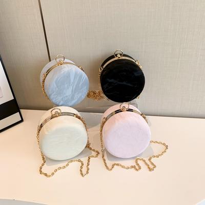Jednoduchá večeře taška Nová řetízková dámská taška Textura Lehká luxusní crossbody taška Kulatá kabelka Módní taška přes rameno