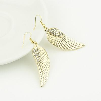 Delicate Gift Long Rhinestones Rhinestone Women Crystal Elegant Drop Angel Wings Dangle Earrings