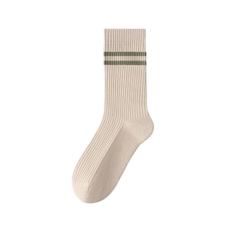Female Spring and Autumn Striped Pure Cotton Sports Boneless Tube Socks