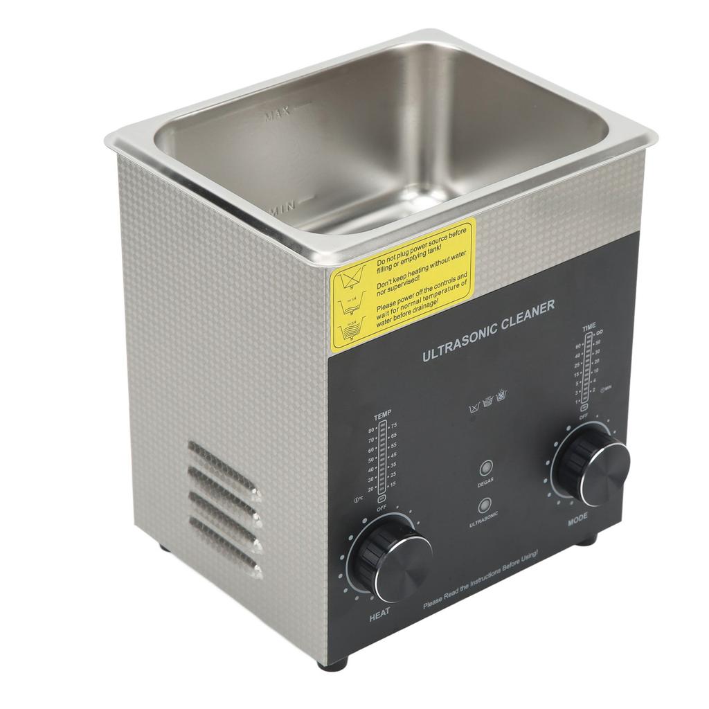 2L Ultrasonic Cleaner with Timer Heater Degas Mode Stainless Steel Multiple Vent Holes Double Fuse