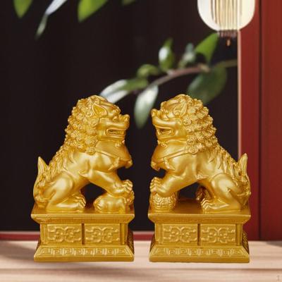 Lion Statue Chinese Feng Shui Decor Animal Model Collection Wealth Good Luck Sculpture