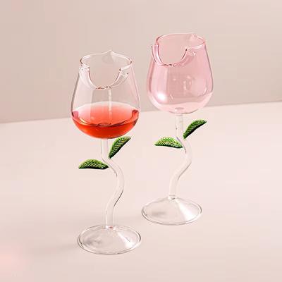 Bicchieri da Vino Forma Rosa Rosa 150/280ml Senza Piombo Leggeri Lusso Trasparenti Calice Coppa Champagne per Festa di Matrimonio