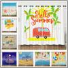 Curtains Ocean Beach Vacation Illustration 3D Digital Printing Blackout Curtain Perforated Bay Window
