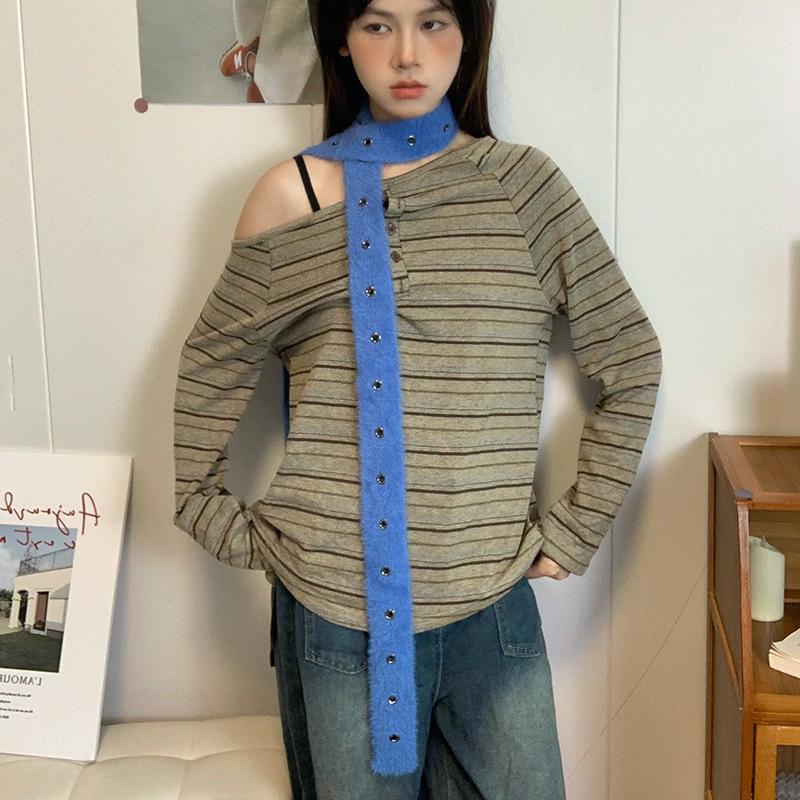 Luochi Y2K Style Narrow Knit Scarf - Sweet, Cool & Edgy Neck Warmer for Autumn/Winter
