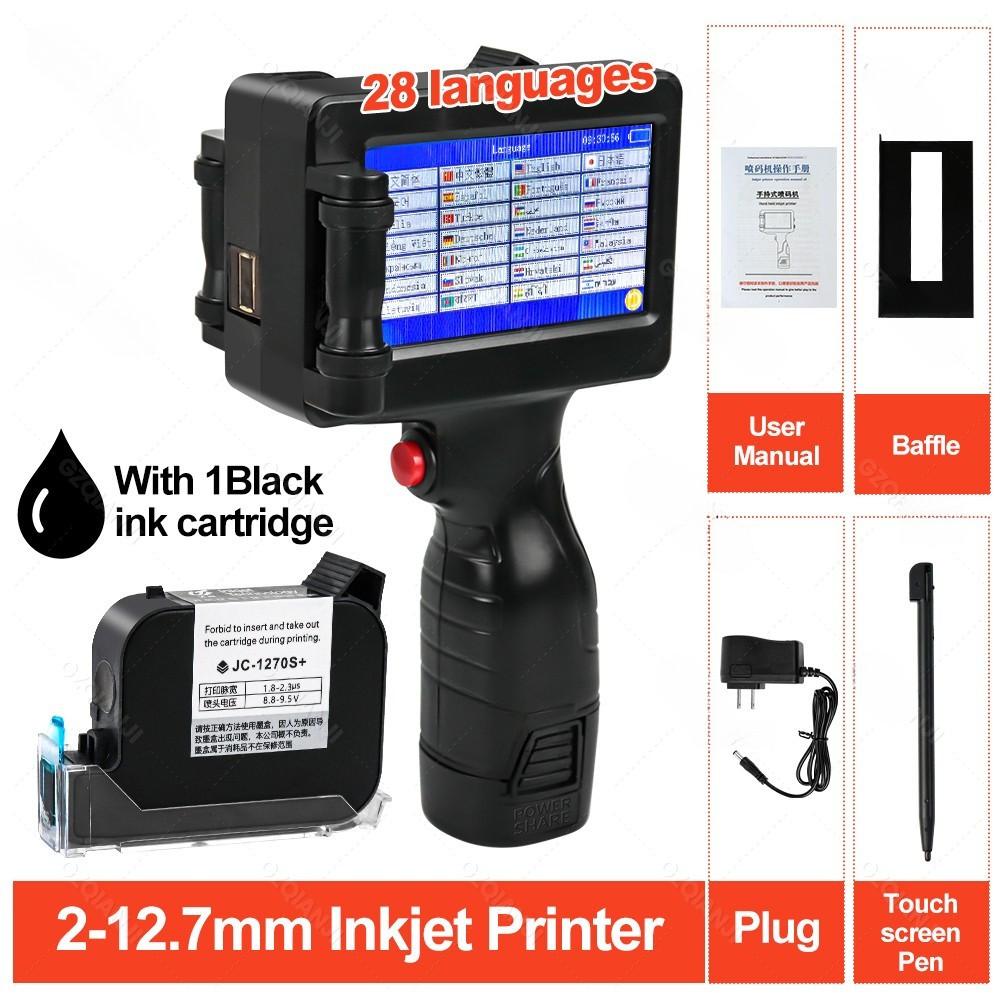 2-12.7mm Adjustable Printing Size Handheld Inkjet Printer 4.3inch Resistive Touch Color Screen Digital Automatic Coding Machine