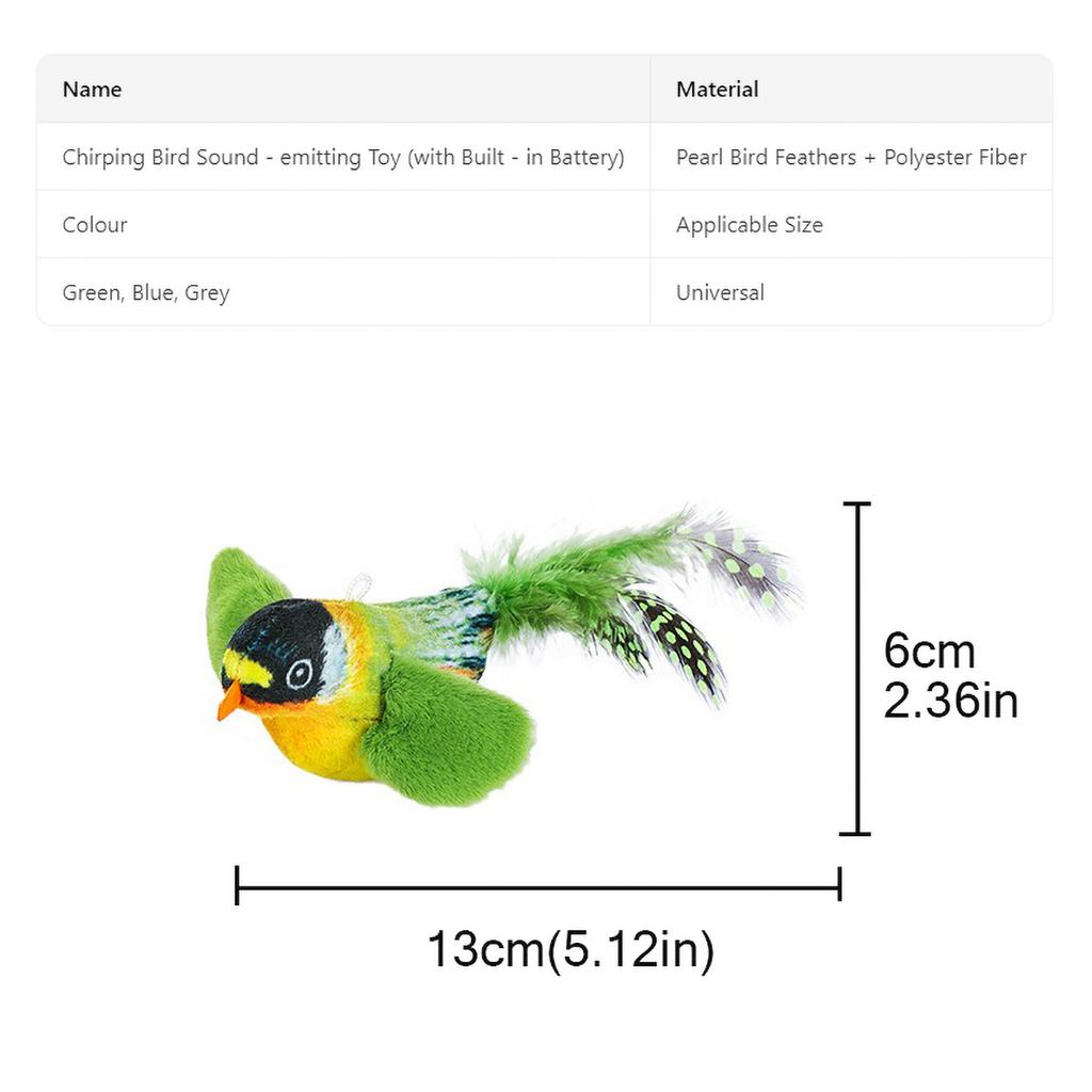 Smart Cat Chirping Bird Toy - Auto Sound Activation Chew-Resistant Feathers & Catnip Attraction Dual Play Modes for Interactive