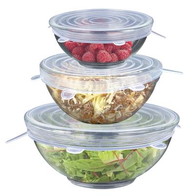 [A2316] - Set of 3 Transparent 'Astuces' Round Silicone Lids - 205- 165 and 145 Mm (reusable)