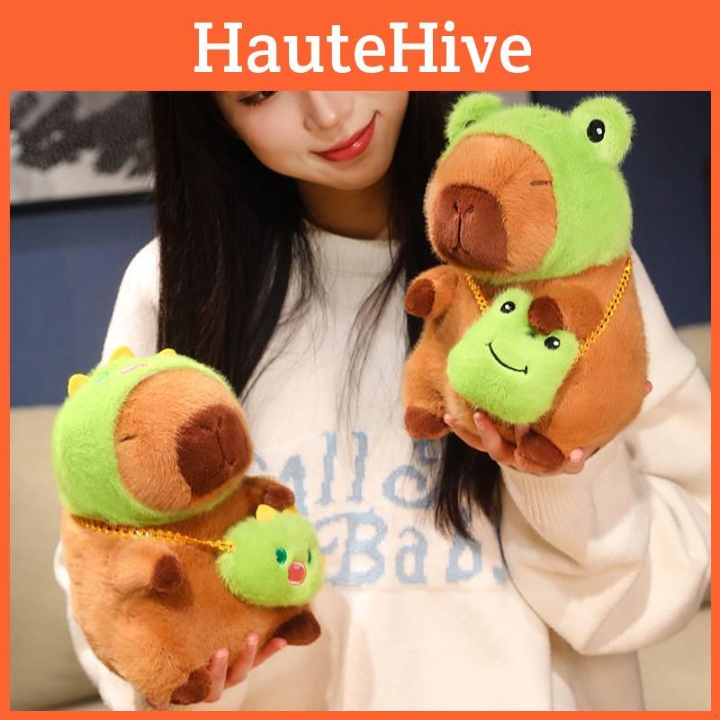 Capybara Toy Plush Cute Frog Dinosaur Hat Backpack Funny Sleep Doll Comfort