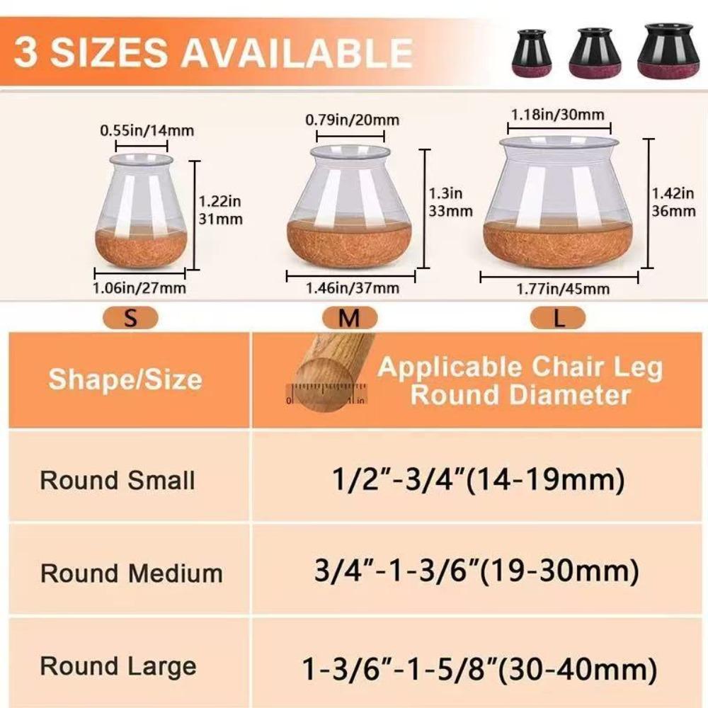 24Pcs Small Chair Leg Floor Protectors Chair Leg Protectors for Hardwood Floors Felt Silicone Caps Strengthen Bottom Protection