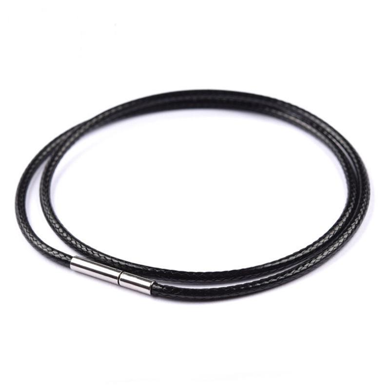 Schwarzes Wachs-Lederband, Edelstahl-Drehverschluss, Halskette, Halsband, Seil, Schmuck