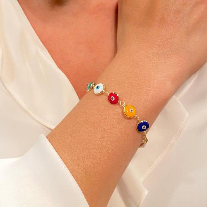 Jewelry Trend Fashionable Design Devil Eye Bracelet Retro and Simple Personality Oil Dripping Eye Bracelet Jewelry