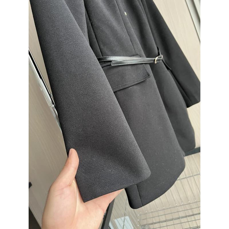 Fall/Winter Women's Coat with Belt Wool Blend Stand-up Collar Long Sleeve Overcoat
