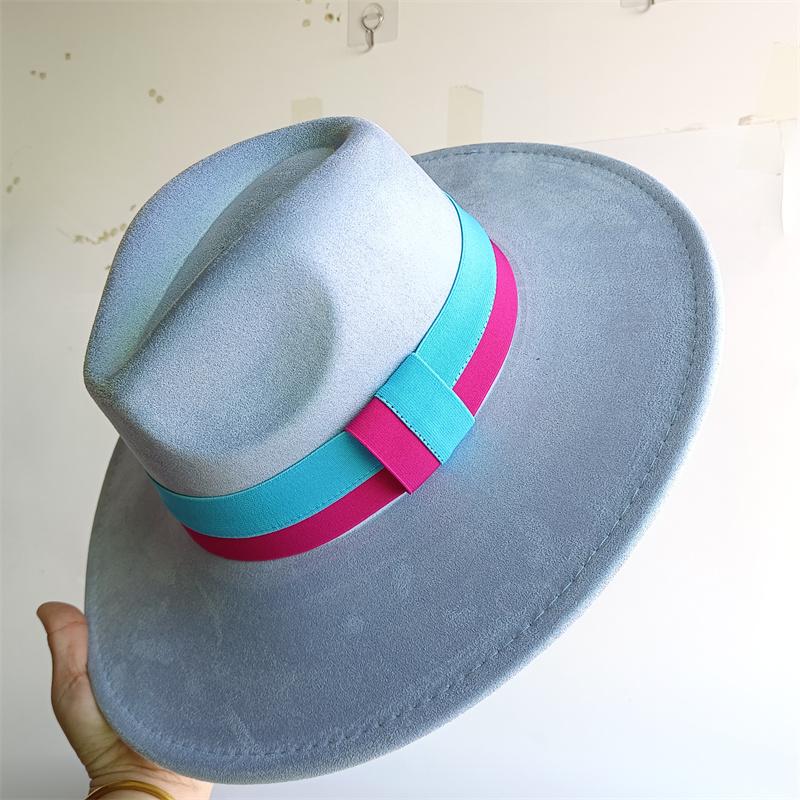 Elastisches Band Buntes Wildlederhut Herbst und Winter Damenfilzhut Breitkrempiger Hut Britischer Stil Retro Herrenhut Gorras Hombre