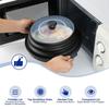 Collapsible Microwave Ovent Splatter Cover for Food with Tray Vented Silicone Splatter Guard Lid Plate Holder Kitchen Colander