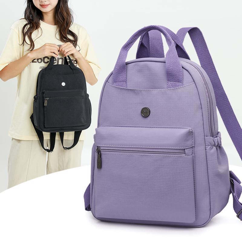 Solid Color Large Capacity Backpack Women Travel Backpack Lightweight College Student Schoolbag