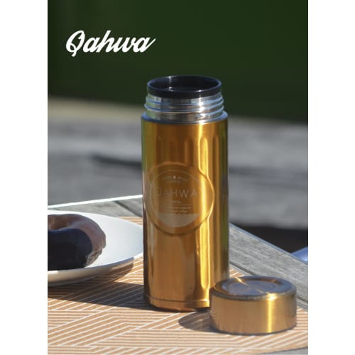 CB JAPAN QAHWA Coffee Bottle, 420ml, Gold, Direct Drinking, Vacuum Insulated, Dual-Layered Construction, Teflon-Coated Interior, Enjoy the Taste and A