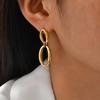 Distinctive Elliptical Stud Earrings for Women Hand-made Chain Stainless Steel Earrings Minimalist Waterproof Jewelry Gift