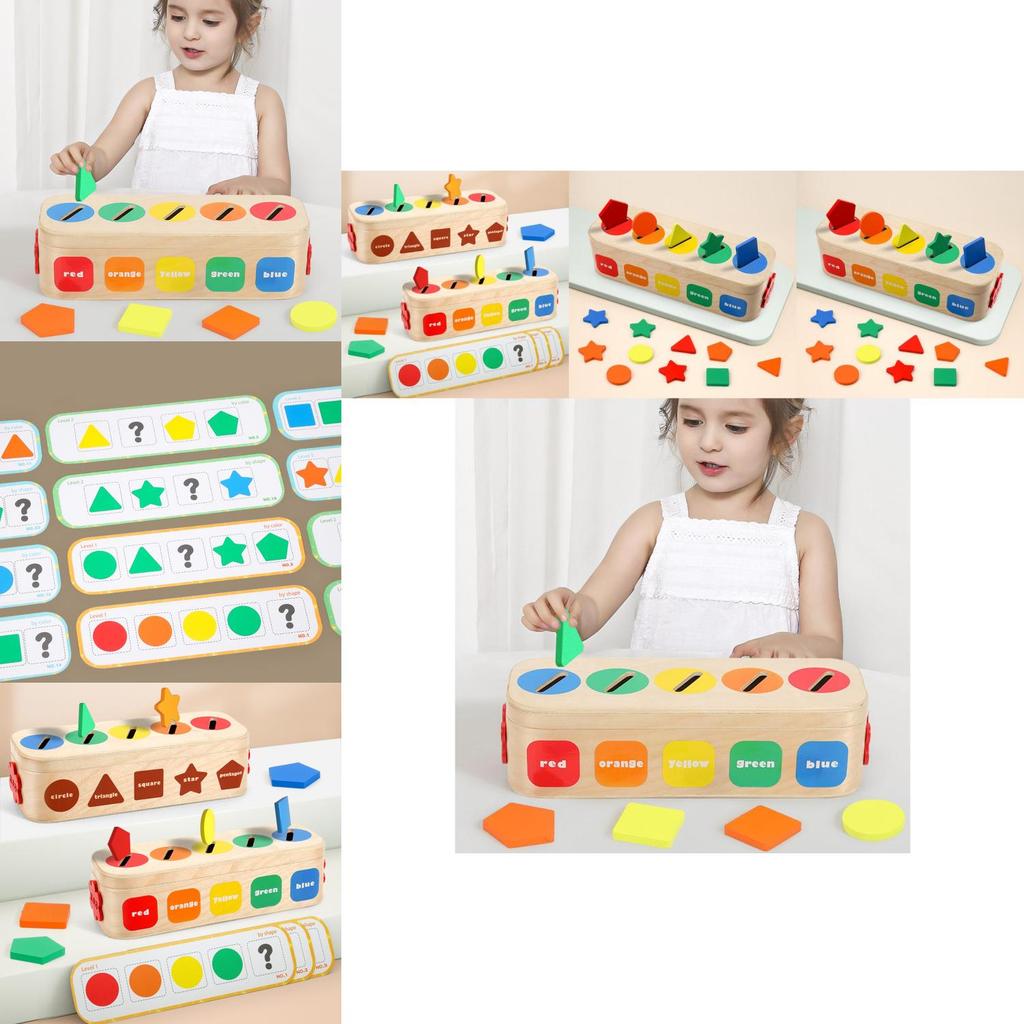 Wooden Shape Matching Color Classification Box Evil Child Puzzle Toy For Kids Ages 2 To 6