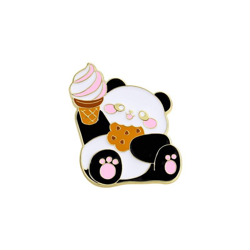 Chinese style panda brooch cute animal bag badge clothing bag accessories bamboo giant panda chain collar pin