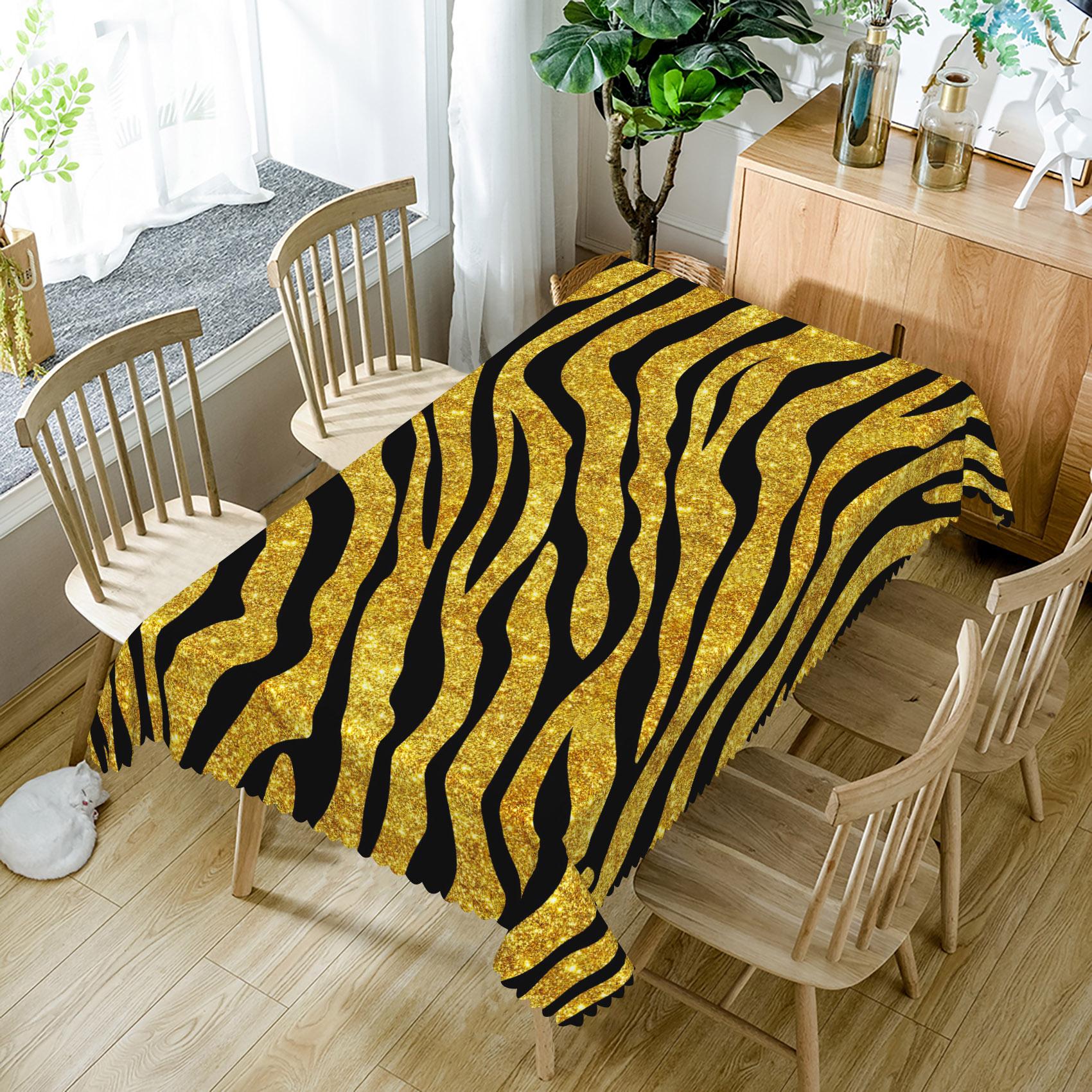 Zebra Luipaardprint Patroon Tafelkleed Boerderijdier Jungle Thema Verjaardagsfeest Babyshower Waterdichte Tafelhoes Huisdecoratie 90x140cm